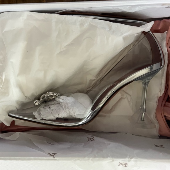 Authentic Amina Muaddi Rosie Glass Pointed Toe Pump - Picture 4 of 7